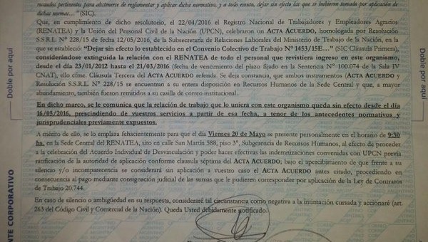 Empezaron a llegar los telegramas de despido y desmantelan el Renatea Empezaron a llegar los telegramas de despido y desmantelan el Renatea
