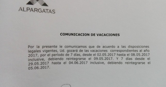 La crisis no cesa y Alpargatas adelanta vacaciones La crisis no cesa y Alpargatas adelanta vacaciones