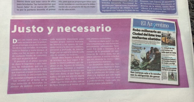 Cerró el diario El Argentino Cerró el diario El Argentino
