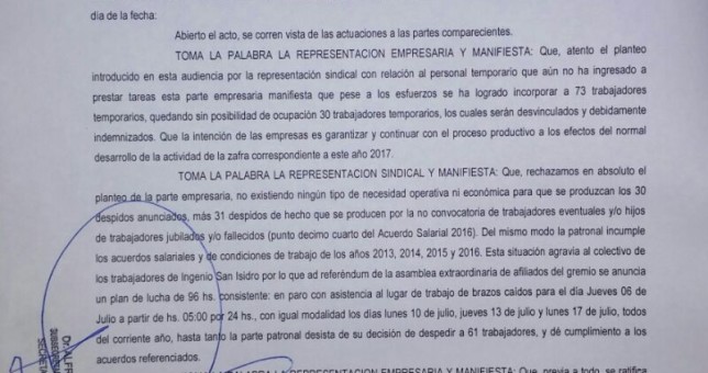 61 despidos en el Ingenio San Isidro 61 despidos en el Ingenio San Isidro