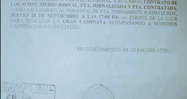 Municipales jujeños denuncian que intendente PRO los obliga a asistir a actos de campaña Municipales jujeños denuncian que intendente PRO los obliga a asistir a actos de campaña