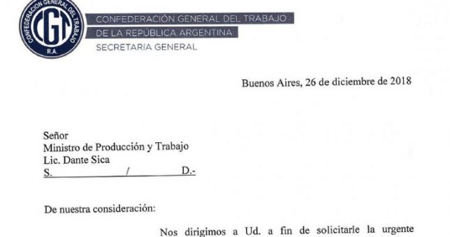 La CGT formalizó el pedido de elevar el Salario Mínimo a 25 mil pesos La CGT formalizó el pedido de elevar el Salario Mínimo a 25 mil pesos