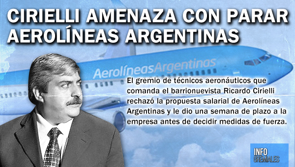 Cirielli amenaza con parar Aerolíneas Argentinas