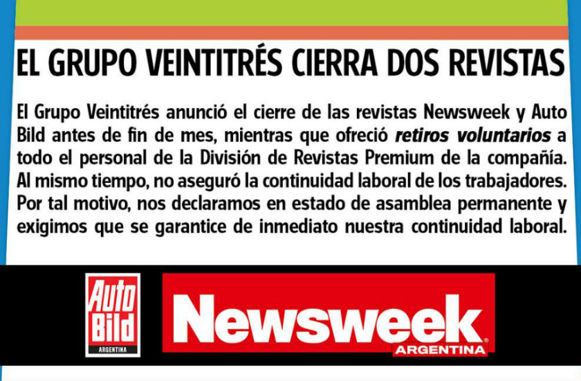 El Grupo Veintitrés cierra dos revistas