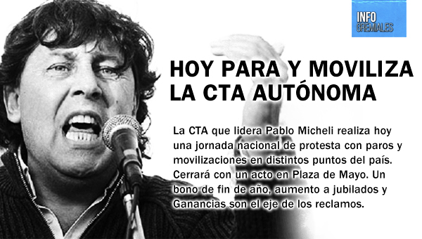 Hoy para y moviliza la CTA Autónoma