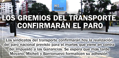 Los gremios del transporte confirmarán el paro