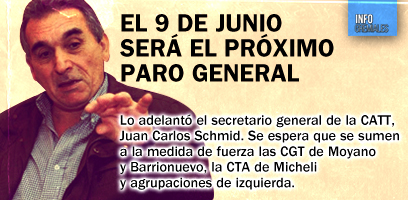 El 9 de junio será el próximo paro general