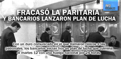 Fracasó la paritaria y bancarios lanzó plan de lucha