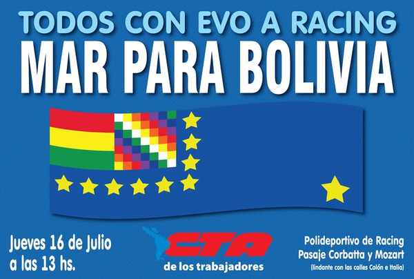 La CTA pedirá con Evo una salida al mar para Bolivia