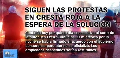 Siguen las protestas en Cresta Roja a la espera de la solución