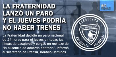 La Fraternidad lanzó un paro y el jueves podría no haber trenes