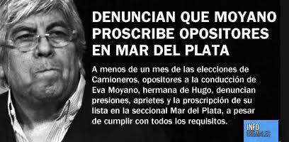Denuncian que Moyano proscribe opositores en Mar del Plata