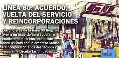 Línea 60: acuerdo, vuelta del servicio y reincorporaciones