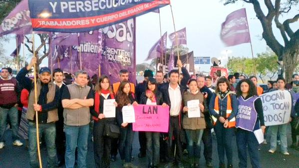 Protesta por persecución gremial en LAN