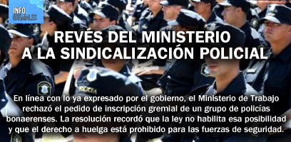 Revés del Ministerio a la sindicalización policial
