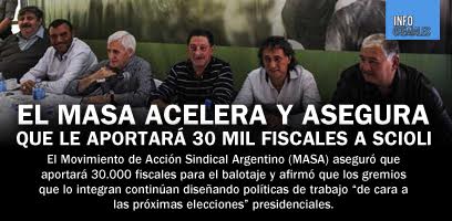 El MASA acelera y asegura que le aportará 30 mil fiscales a Scioli