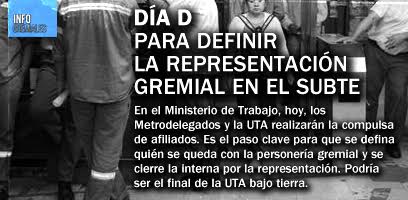 Día D para definir la representación gremial en el subte