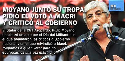 Moyano juntó su tropa, pidió el voto a Macri y criticó al gobierno