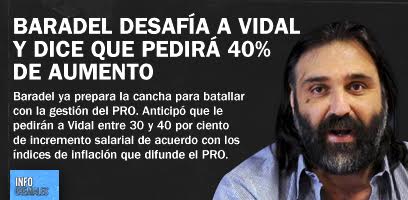 Baradel desafía a Vidal y dice que pedirá 40% de aumento