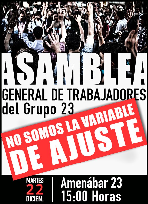 Grupo 23: 100 trabajadores no cobraron noviembre