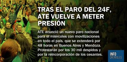 Tras el paro del 24F, ATE vuelve a meter presión