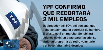 YPF confirmó que recortará 2 mil empleos