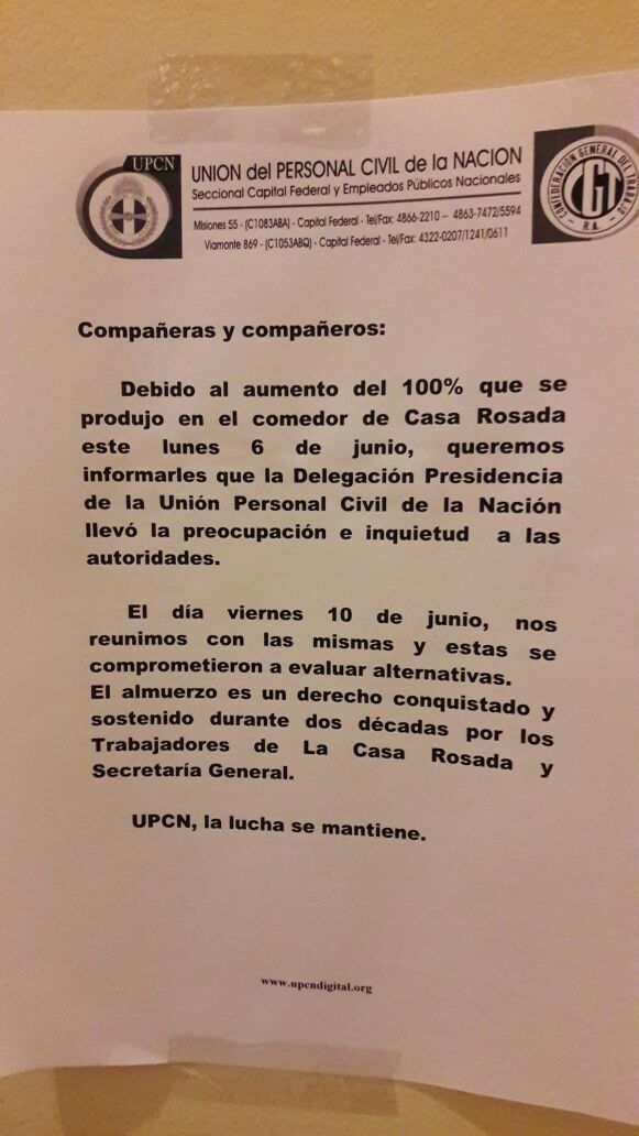 El tarifazo le llegó a los empleados de La Rosada