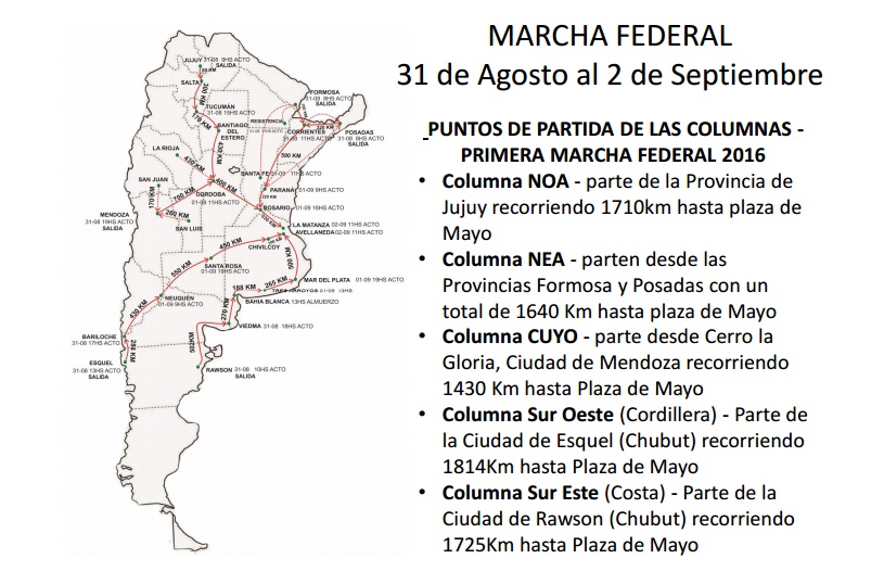 La marcha federal ya tiene su hoja de ruta