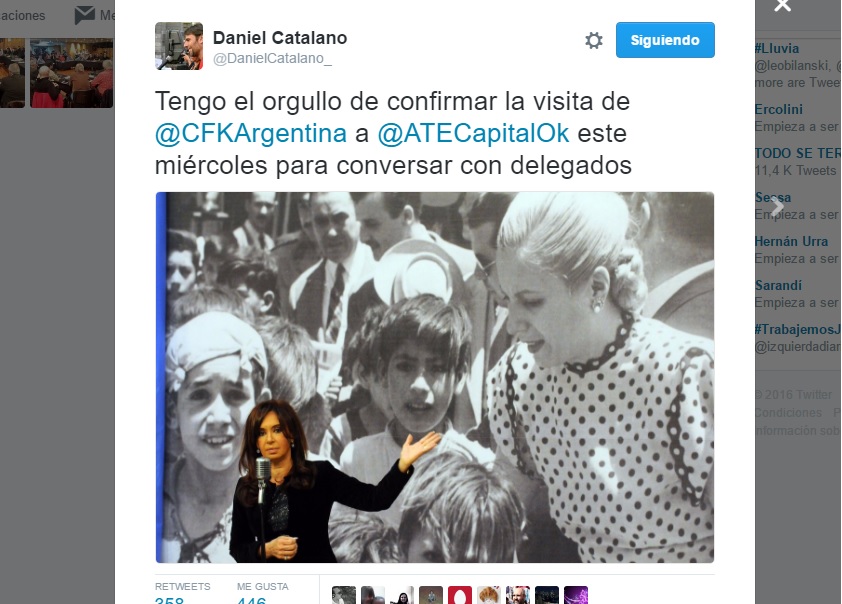 ATE Capital recibirá a Cristina Fernández de Kirchner