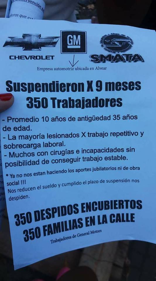 Denuncian que las 350 suspensiones en GM son despidos encubiertos