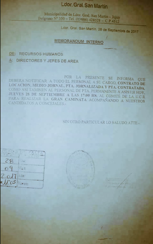 Municipales jujeños denuncian que intendente PRO los obliga a asistir a actos de campaña