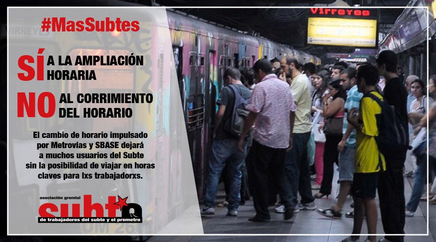 Metrodelegados proponen extender el horario del subte