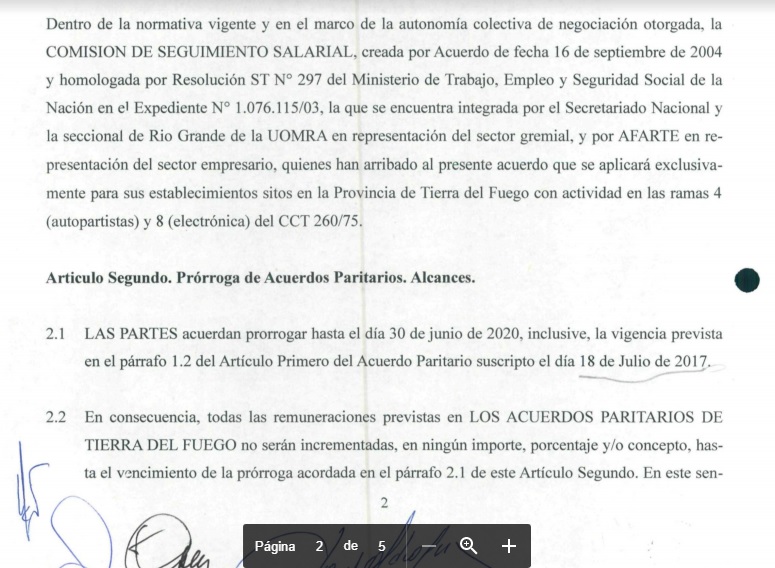 Se homologó el acuerdo del Dunga Dunga que congela dos años los salarios en la UOM Tierra del Fuego