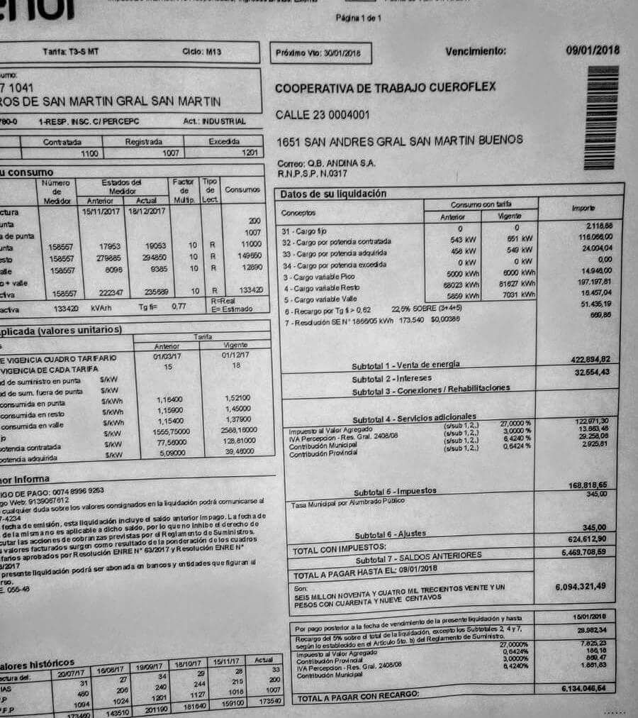 Una cooperativa al borde del cierre por los tarifazos