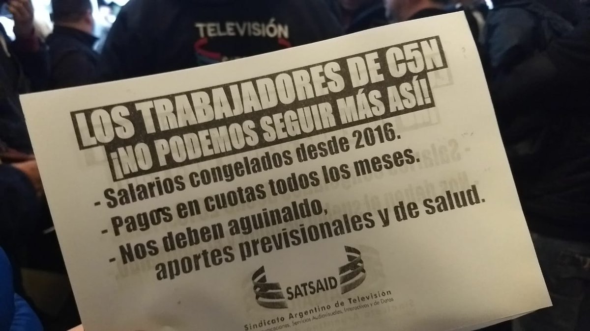 Trabajadores de C5N protestaron contra el pago en cuotas y las deudas salariales