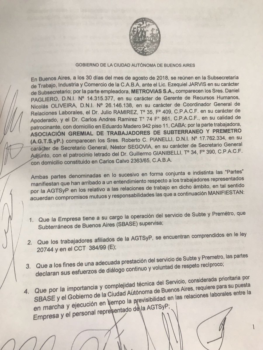 Larreta volvió sobre sus pasos, reconoció a los Metrodelegados y firmaron una paritaria de casi 30%