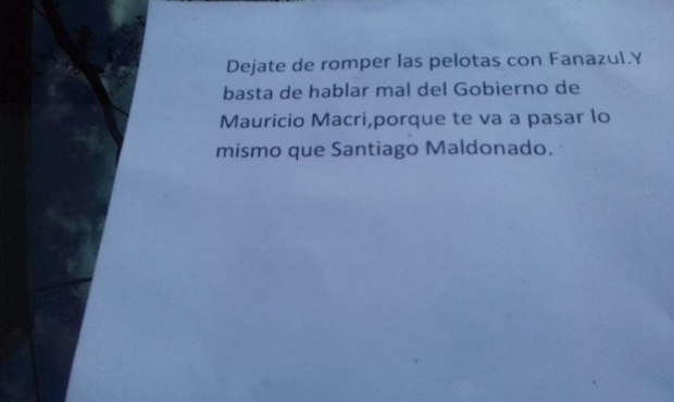 Amenazaron a un ex trabajador de Fanazul: «Te va a pasar lo mismo que a Santiago Maldonado»