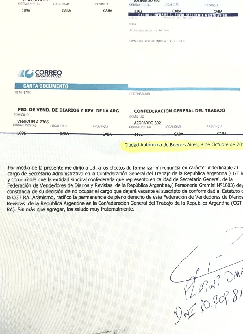 Plaini también dejó la conducción de la CGT y ya son 6 las sillas vacías