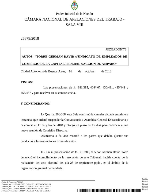 Cavalieri avanzó un casillero en la lucha por quedarse con el gremio y ahora falta la batalla final