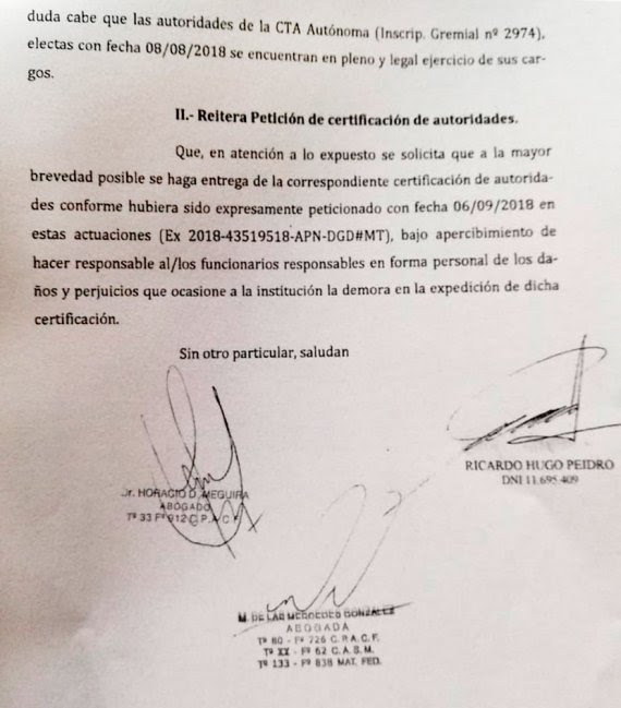 La justicia avaló a Peidro y Godoy, que avanzan un casillero en la carrera por quedarse con la chapa de la CTA Autónoma