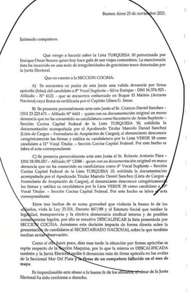 Irregularidades detectadas por la Junta Electoral del SOMU