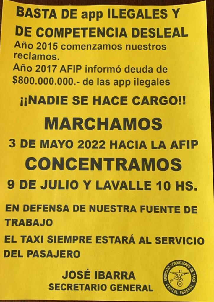 Con apoyo de la UGATT, los taxistas movilizan para denunciar la «competencia desleal» que generan las «aplicaciones ilegales»