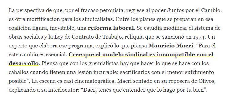 Un Macri recargado habló de una reforma laboral, de eliminar el modelo sindical y de "sacrificar" sindicalistas y desde la CGT lo tildaron de genocida