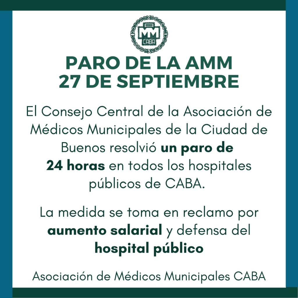 Arde la Salud en la Ciudad de Buenos Aires: Los médicos municipales paralizarán los hospitales de Larreta el próximo 27 de septiembre