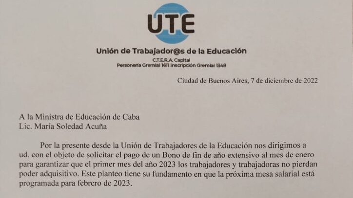 Los docentes porteños le reclaman a Larreta que otorgue un bono de fin de año