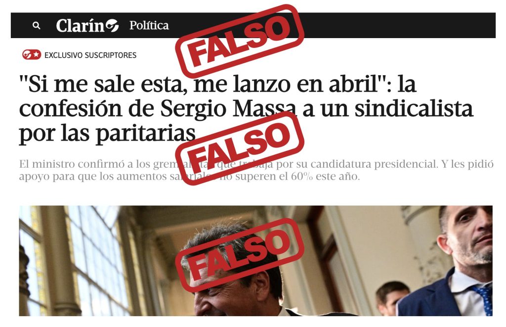 Massa cruzó a Clarín y desmintió haberle dicho a un sindicalista que en abril se lanzaba a la carreta presidencial