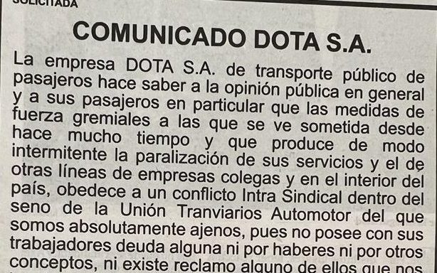 #EXCLUSIVO DOTA salió a decir que no tuvo nada que ver con el paro de colectivos y los delegados le mandaron Cartas Documento para asentar que se presentaron a trabajar pero los jerárquicos se los impidieron