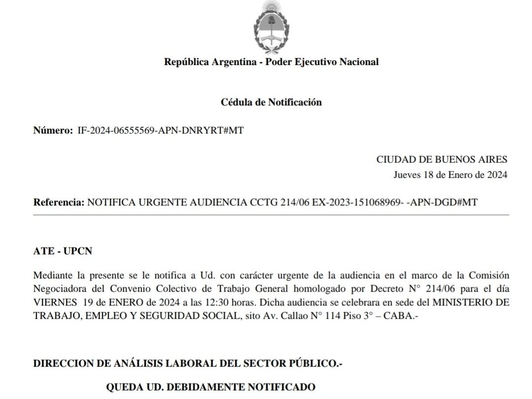 #AHORA El Gobierno convocó a los estatales a paritarias y desde ATE avisaron: "Si el llamado es una estrategia para que levantemos el paro del 24, eso no sucederá"