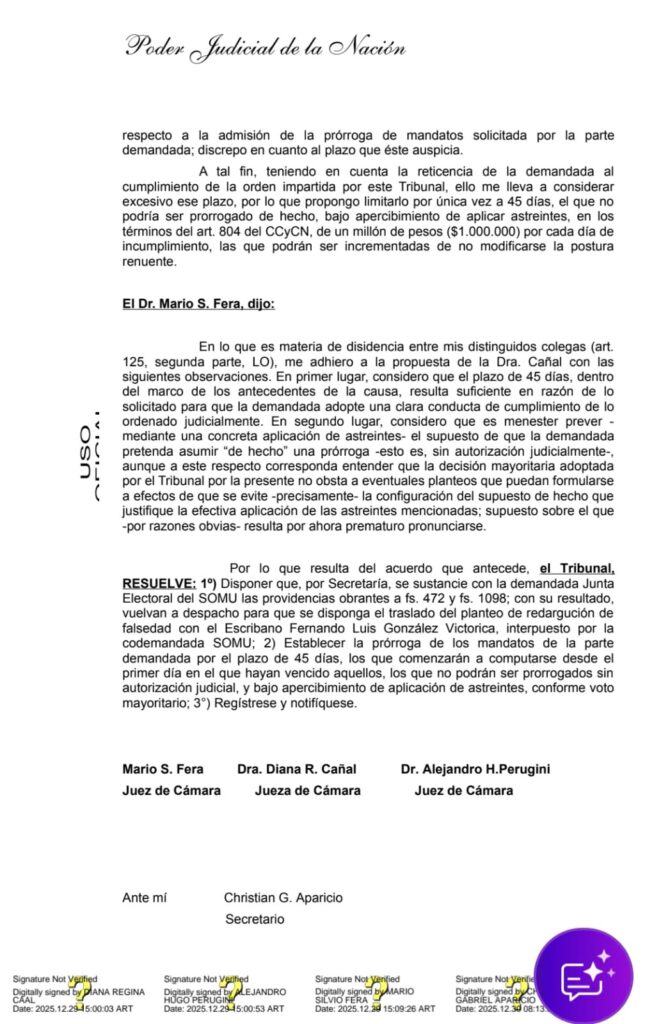 El SOMU en virtual acefalía en el medio del conflicto porque la marina mercante queda fuera de la Ley de Contrato de Trabajo