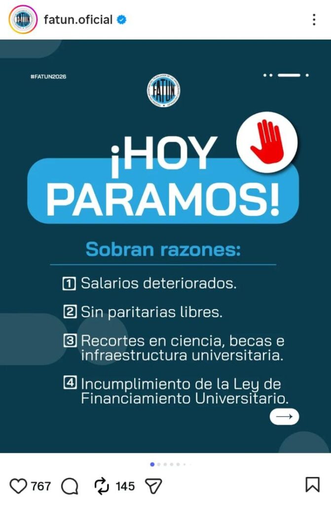 Registran que es "casi total" el acatamiento de docentes y NODOCENTES al paro en las universidades